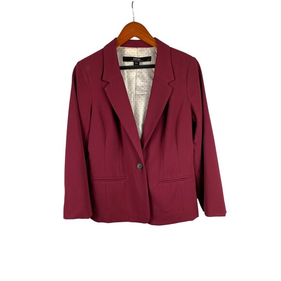 Kensie Womens Burgundy Blazer Size M Polyester Blend - Picture 1 of 4